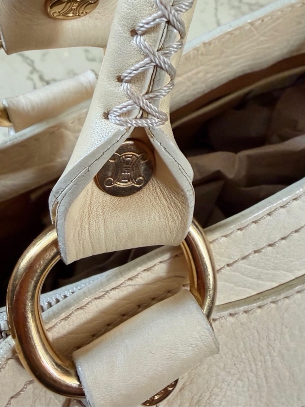 Authentic Celine Beige Leather Tote Bag Quiet Luxury Designer Tote with COA - Picture 5 of 15